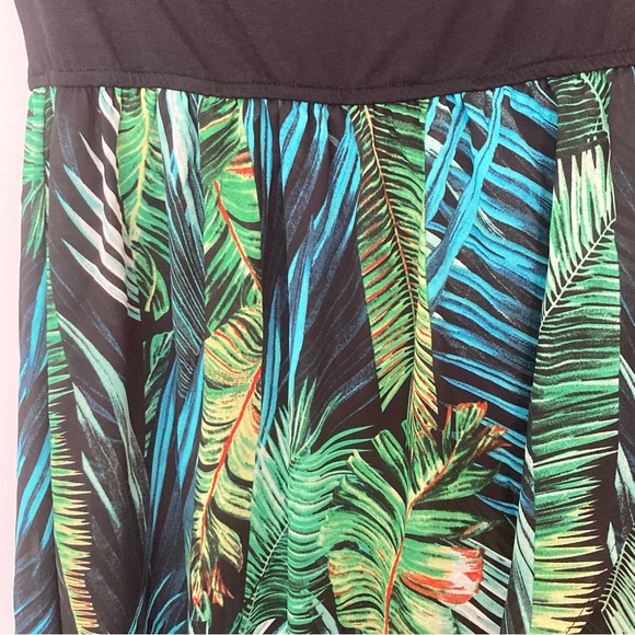 Cupshe Black & Tropical Leaf Colorblock Midi Tube Dress Cover-up Size L - Picture 5 of 14